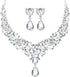 Bridal Teardrop Cluster Crystal Jewelry Set for Women – Necklace & Earrings Set for Weddings, Brides, and Formal Events
