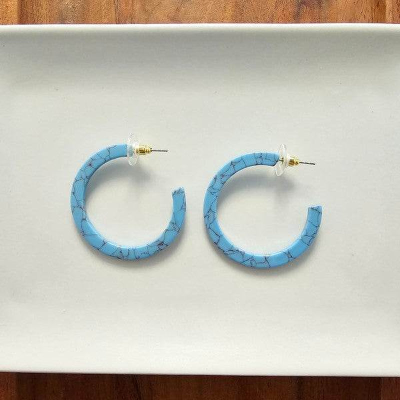 Camy Hoops – Vibrant Turquoise Hoop Earrings, Lightweight &amp; Stylish
