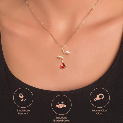 Gold Rose Pendant Necklace for Women – Trendy Aesthetic Preppy Jewelry for Teens &amp; Women
