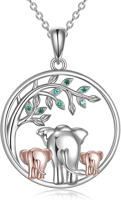 Elephant Tree of Life Pendant Necklace – Sterling Silver for Women