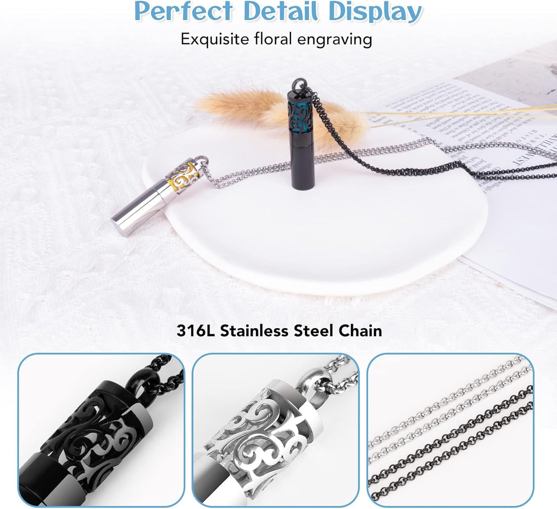 2PCS Essential Oil Diffuser Necklaces for Women – Stainless Steel Aromatherapy Pendant Lockets with 20 Felt Pads | Mother&