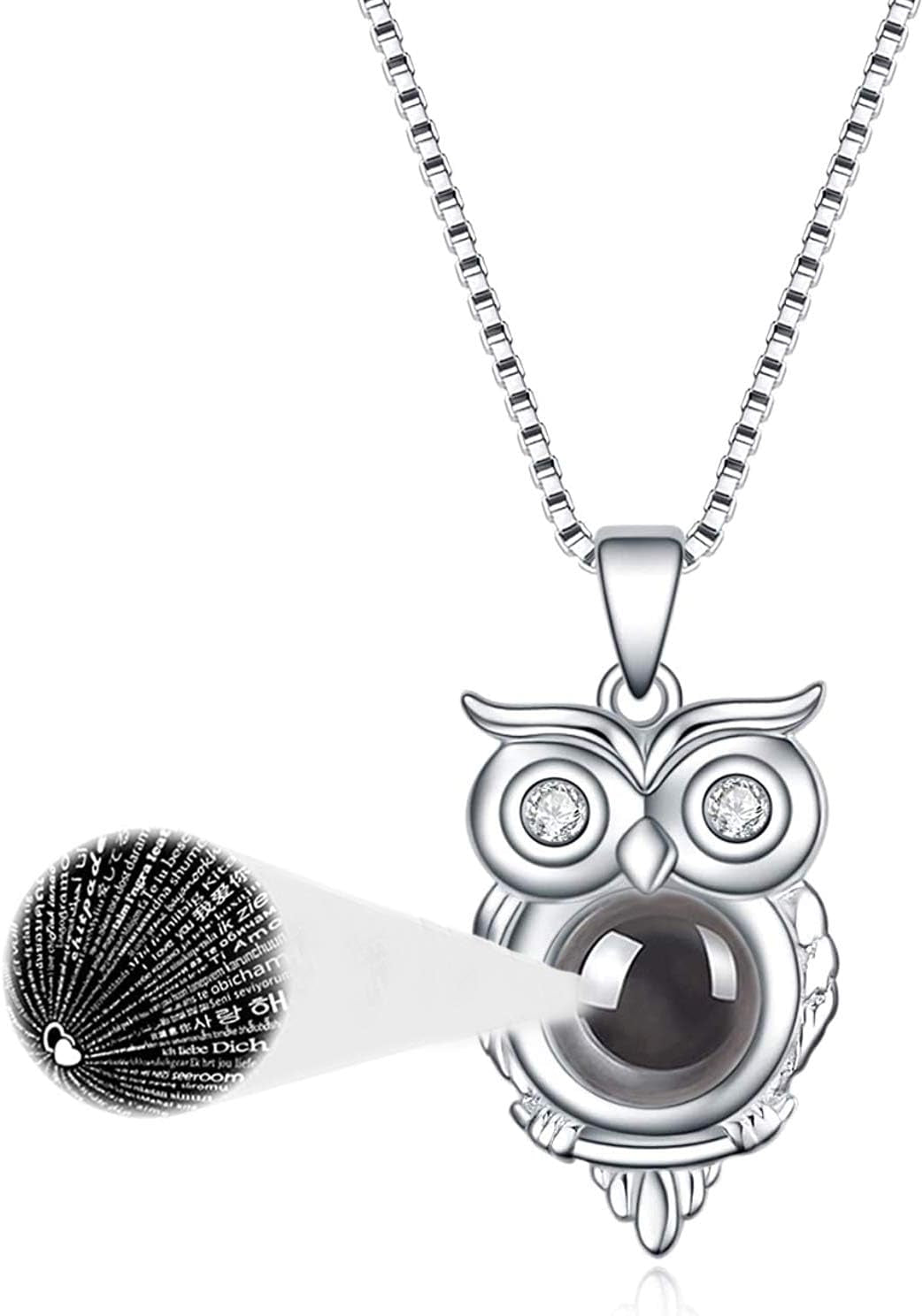 925 Sterling Silver Owl Pendant Necklace – “I Love You 100 Languages” Love Owl Jewelry Gift for Women &amp; Girlfriend