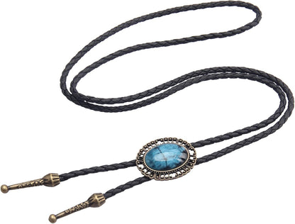 Western Leather Bolo Tie – Native American Style Adjustable Cowgirl Necklace
