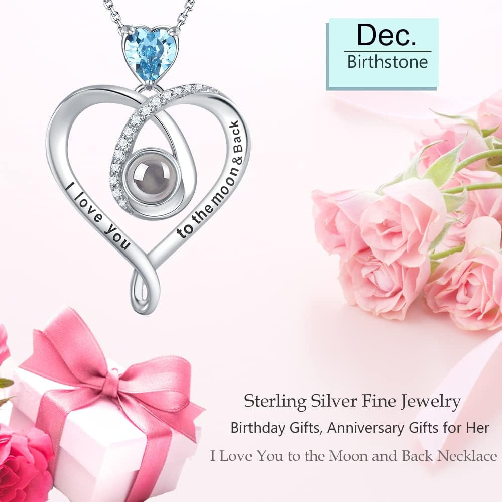 💖 Birthday Gifts for Women – October &amp; November Birthstones Necklace | Pink Tourmaline &amp; Blue Opal Citrine Jewelry | “I Love You” in 100 Languages | 925 Sterling Silver