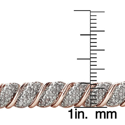 18K Rose Gold Plated 1Ct TDW Diamond Tennis Bracelet – Elegant Fancy Design