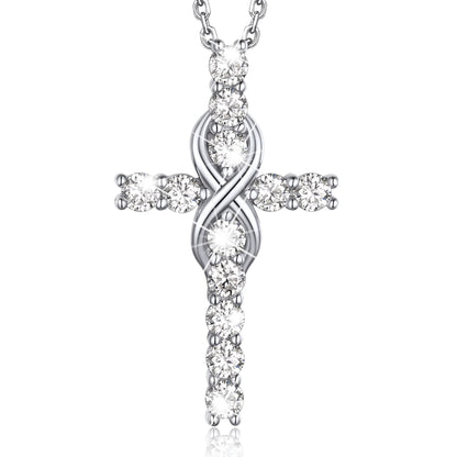 Cross Necklace for Women – 1 Carat Moissanite Sterling Silver Pendant | Christian Jewelry Gift
