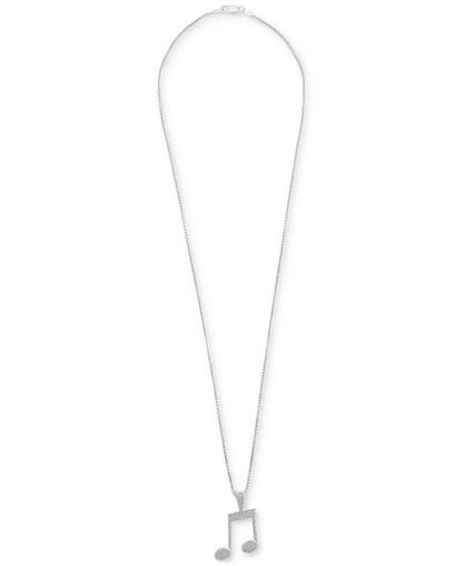 Men’s Diamond Pavé Music Note Pendant Necklace – 1/4 Ct. T.W., Sterling Silver, 22&quot; Chain