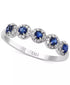 Sapphire & Diamond Cluster Band – 1/3 Ct. T.W. Sapphire, 1/6 Ct. T.W. Diamonds, 14K Rose or White Gold