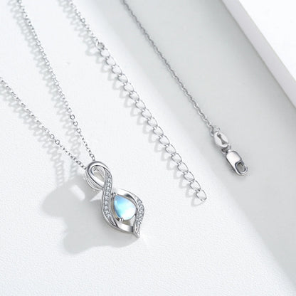 Moonstone Pendant Necklace for Women – 925 Sterling Silver, 18K White Gold Plated – Elegant Jewelry Gift for Mom, Wife, Daughter