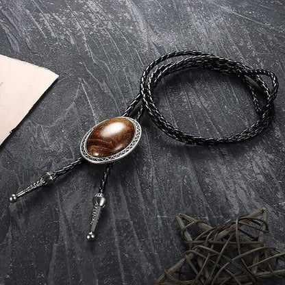6-Piece Men’s Western Bolo Tie Set – Cowboy Leather Neckties with Turquoise, Tiger Eye &amp; Native American Pendants