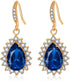 Austrian Crystal Halo Teardrop Dangle Earrings for Women – 14K Rose Gold Plated, Hypoallergenic Jewelry