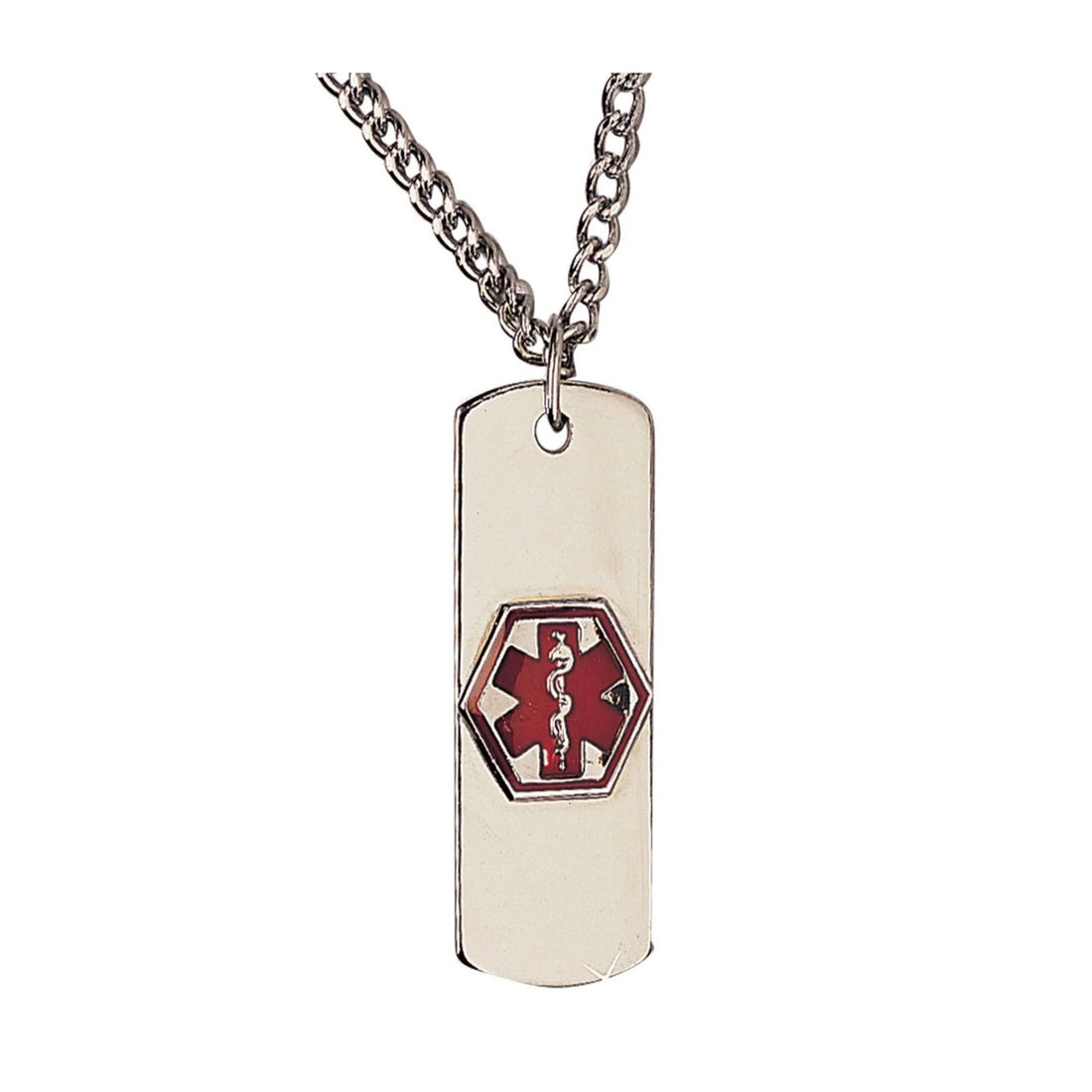 Diabetic Medical Alert Necklace – Raised Symbol, Highly Polished Stainless Steel, Easy-to-Identify Emergency ID