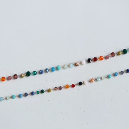 Rainbow Gemstone Beaded Necklace – Dainty Colorful Charm for a Playful, Elegant Look